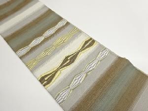 金通し横段に幾何学模様織出し袋帯